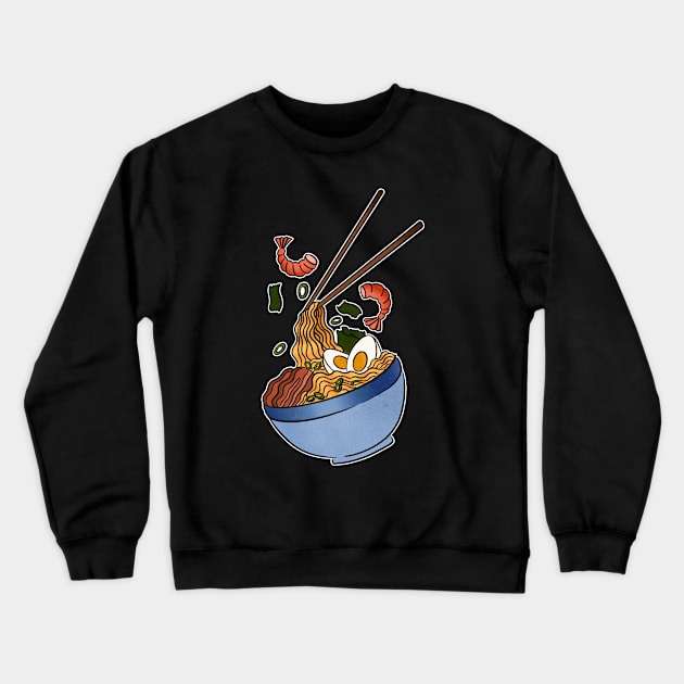 Ramen Noodle Bowl Asian Japanese Food Crewneck Sweatshirt by Trippycollage